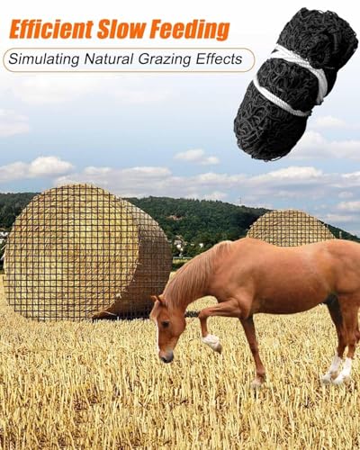 6x6ft Round Bale Hay Net, Knotless Slow Feeder Hay Net for Horses - size: 6x6Ft
