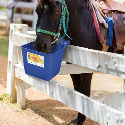 Little Giant® Plastic Hook Over Feeder | Mountable Livestock & Pet Feed Bucket | Horse Feed Bucket | Made in USA | 15 Quarts | Blue - color: Blue, size: 15 Quart