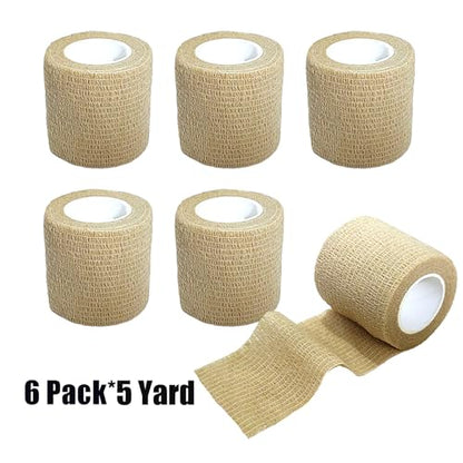 2 Inches Self Adhesive Bandage Wrap Bulk, 6 Pack, Skin Color - color: Skin