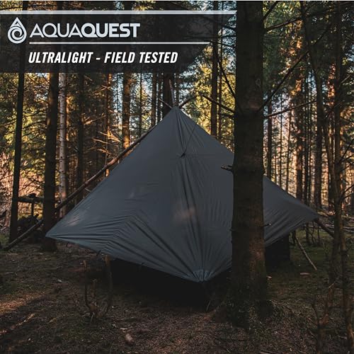 AquaQuest Guide Tarp – Ultralight Waterproof (5,000 mm) Seam-Taped 40D Ripstop Rain Fly for Backpacking, Stealth Camping & Thru-Hiking - color: Olive Drab, size: 10 x 7 ft