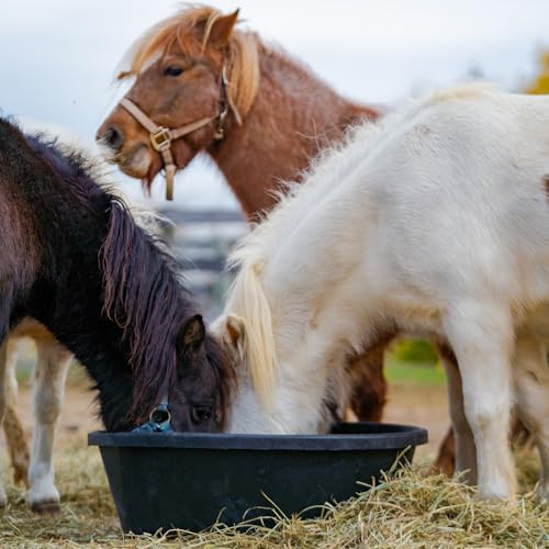 Red Barn 15 Gallon Rubber Feed Pan – Extra Large Flexible Livestock Feed & Water Tub for Horses & Cattle – Heavy Duty Rubber Farm Utility Pan - size: 15 Gallon