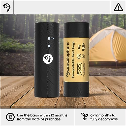 Green Elephant Portable Toilet Bags - Camping Toilet Bags (15 Count (Pack of 2) - size: 15 Count (Pack of 2)