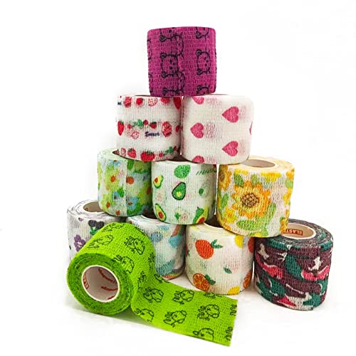 12Rolls Vet Tape Wrap, 2 inch Self Adhesive Bandage Wrap for Dog Pet