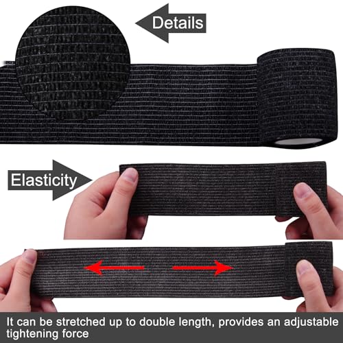 BQTQ 50 Rolls Self Adhesive Bandage Wrap 2 inch Self Adherent Tapes(Black) - color: Black, size: 2 Inch