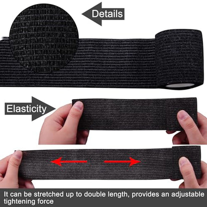 BQTQ 50 Rolls Self Adhesive Bandage Wrap 2 inch Self Adherent Tapes(Black) - color: Black, size: 2 Inch