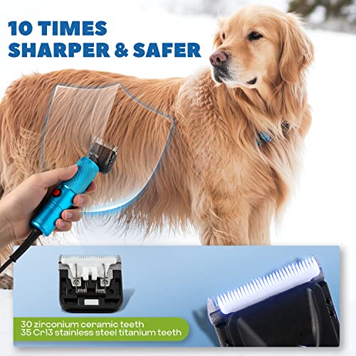 Pet Grooming Clippers 200W, Stepless Speed Control & Low Noise<50db | Heavy-Duty Commercial Grade with 118'' Power Cord Plug-in, Extra Blade & 2 Guide Combs of 4 Sizes, for Dog, Cat and More - size: 200W