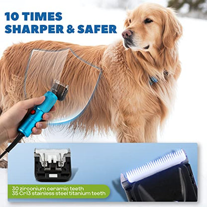 Pet Grooming Clippers 200W, Stepless Speed Control & Low Noise<50db | Heavy-Duty Commercial Grade with 118'' Power Cord Plug-in, Extra Blade & 2 Guide Combs of 4 Sizes, for Dog, Cat and More - size: 200W