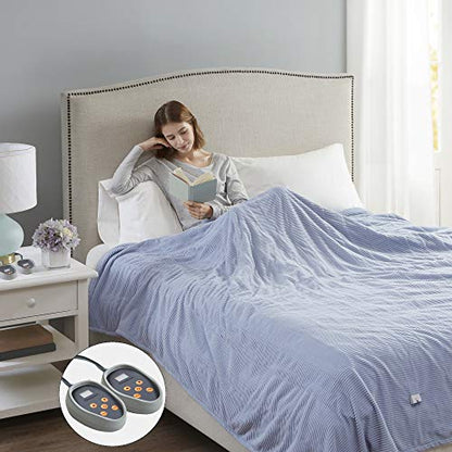 Beautyrest Heated Blanket Twin, Micro Fleece Electric Blanket, Blue - color: Blue, size: Twin