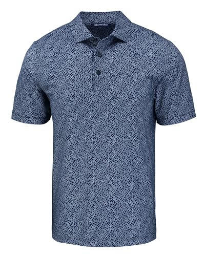 Cutter & Buck Pike Eco Pebble Print Stretch Recycled Mens Polo - color: Navy Blue/White, size: Medium
