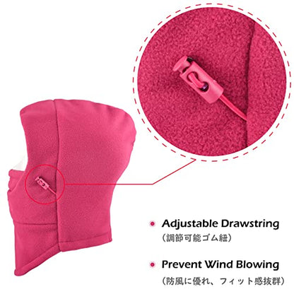 TRIWONDER Kids Winter Hats Balaclava Ski Mask for Boys Girls Toddlers Windproof Adjustable Cold Weather Face Mask Neck Warmer - color: Purplish Red