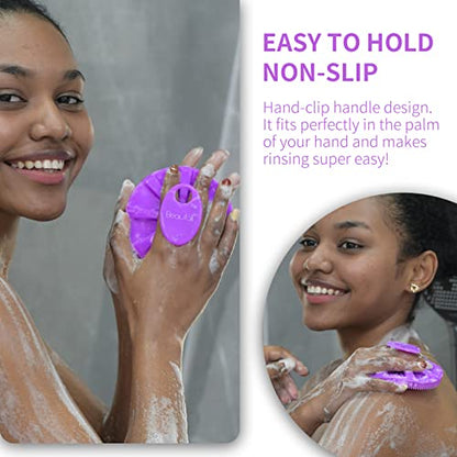 Silicone Body Scrubber, BEAUTAIL Gentle Exfoliating Shower Brush for Body | Hygienic Silicone Loofah, Easy-Grip Handle, Bath Essential Scrubber for Sensitive Skin, Women, Men & Kids, 1 Pack, Purple - color: Purple 1 Pc