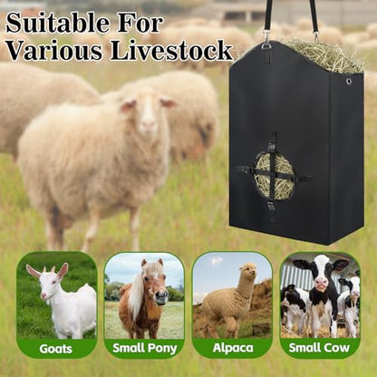 2 Pcs Hay Bags for Goats, 27.5" x 17.5" x 9.8" Hay Feeder, Plastic Buckle - color: 2 Pcs without storage bag