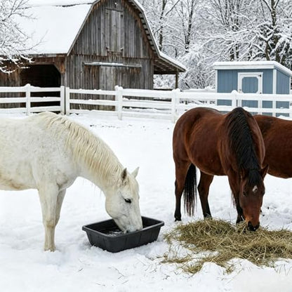Cididu 2 Pack Rubber Feeder Pan, 10 Quart Large Horse Trough Feeder Bucket, Heavy Duty 2.5 Gallon Chicken Dust Bath Tub Water Bowl for Pig Goat Dog Cat Farm Livestock Animal Feeding, Rectangular