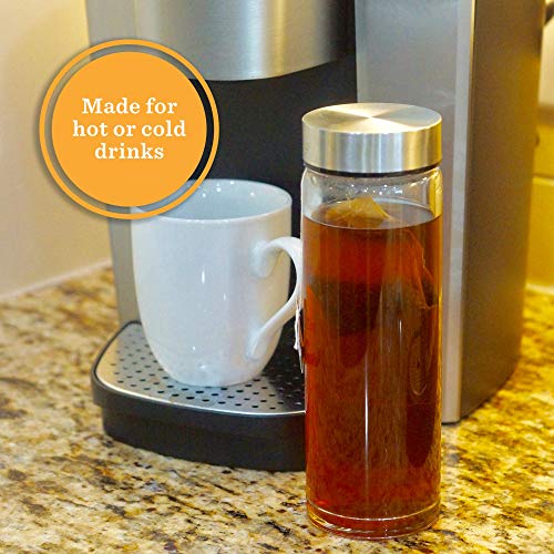 16oz Juice Bottles, Wide Mouth Glass Water Bottles & Stainless Steel Lids - size: 16 Ounces