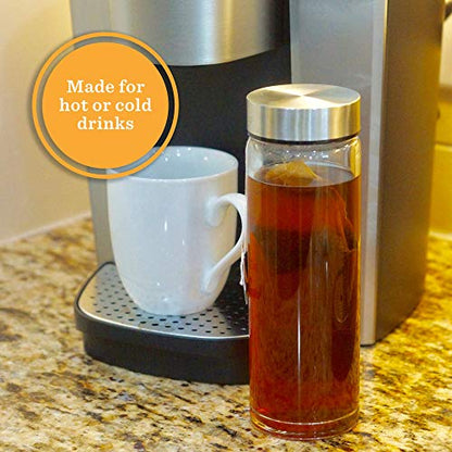 16oz Juice Bottles, Wide Mouth Glass Water Bottles & Stainless Steel Lids - size: 16 Ounces
