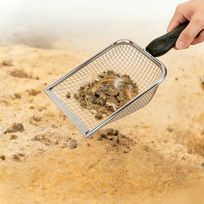 2 Pack Chicken Poop Scooper for Coop, Mesh Sifting Shovel 3.8mm 5mm Holes - size: 4" 2 Set