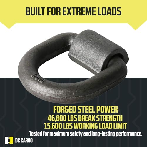 DC Cargo Mall Weld-On D Ring 1" Trailer Tie-Down Anchors (2 Pack) – Super Heavy-Duty Forged Steel, 46,800 lb. Breaking Strength (ABS Rated) - size: 1"