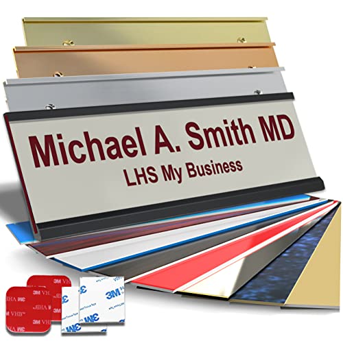 Custom Office Door Name Plate, Wall Sign Gray with Maroon Letters, 2x6 | Mounting Included 10+ Options, Desk, Wall, Cubicle & Door Nameplate Holders, 3M Adhesive, Hanging, Personalized & Made in USA - color: B21 - Light Gray & Burgundy, size: 2x6 Sign & B