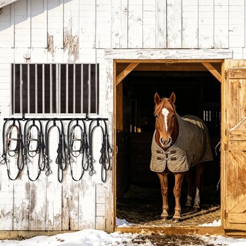 4 Pack Horse Tack Bridle Hooks,Heavy Duty 5 Spot Wall Mounted Detachable Bridle Rack with Hook Horse Bridle Rack Stall Hanger for Hanging Horse Bridles, Halters, Reins