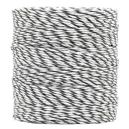 Electric Fence Polywire, 1320ft (400m), 3 Aluminum Strands, UV-Resistant PVC, 0.1in (2.5mm) Diameter, 256 lbs Tensile Strength, for Livestock and Rotational Grazing, White and Black - size: 1312 FT