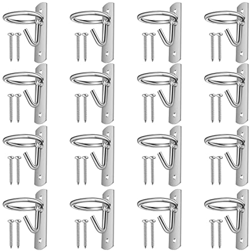 Tudomro 16 Pcs Equestrian Bucket Hook Hangers, Metal Hooks for Horse Water and Feed Buckets with 32 Screws for Stable, Barn, Farmhouse Supplies(Silver) - color: Silver