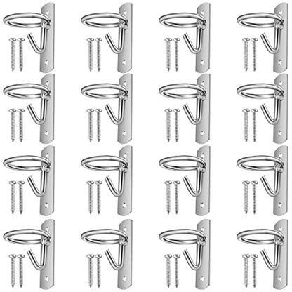 Tudomro 16 Pcs Equestrian Bucket Hook Hangers, Metal Hooks for Horse Water and Feed Buckets with 32 Screws for Stable, Barn, Farmhouse Supplies(Silver) - color: Silver