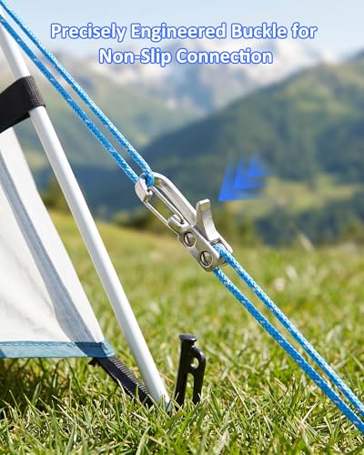6-Pack Rope Tightening Tool & Tensioner, Adjustable Tie Down Rope Roller with Stainless Steel Buckles, Retractable Buckle Rope for Camping, Clothesline, Guy Lines & Cargo Securing