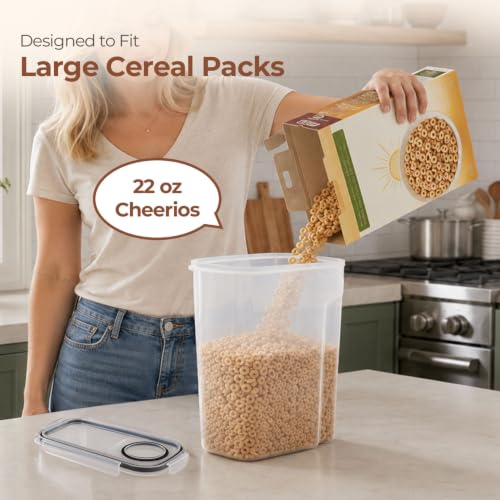 ComSaf Airtight Cereal Storage Containers with Lids 6.7Qt 2Pack, Easy Pour | Plastic Food Canister, Cereal Rice Oats Beans, Pantry Kitchen Cabinet, Dispenser with Label, Spout, Large Capacity, BPA-free - size: 6.7Qt-Rectangle