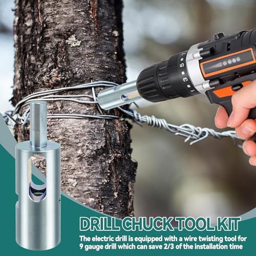 Twist Ties Tool for 9 Gauge Drill Chuck, Fixing Twist Fence Ties Tool Compatible with 3/8" Power Drills Wire Easy Twist Tool for Fixing Chain Link Fence and Loop Fences