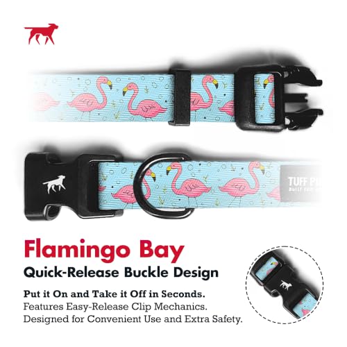 Tuff Pupper Premium Adjustable Dog Collar, Stylish Pattern Collars Designed in USA, Quick Release Buckle, Flamingo Bay Medium (1 Inch Wide x 13-18 Inch Neck) - color: Flamingo Bay, size: Medium