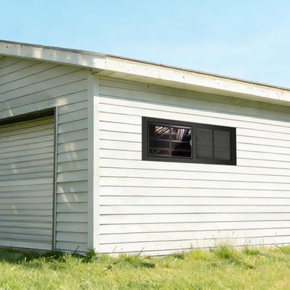 Yuzzy Shed Windows 2 Pack, 10"x23" Sliding Windows Transom Window with Tempered Glass and Removable Fiberglass Screen for Shed, Chicken Coop, Playhouse, Household, Garage, Barns (Black) - color: Black, size: 10"x23"