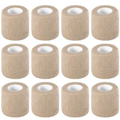 12 Pack Self Adhesive Bandage Wrap 2 Inch X 5 Yards Athletic Tape, Elastic Self Adherent Tape for Ankle, Wrist, Bandage Tape (Skin Color) - color: Skin Color