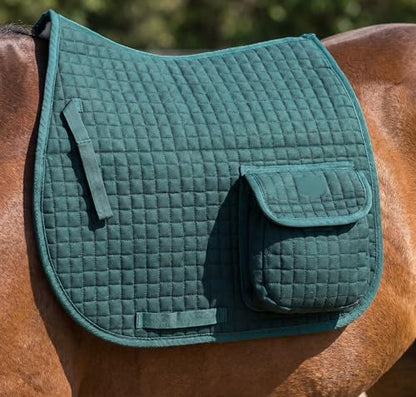 Horse English Quilted Faux Fur All-Purpose Saddle Pad Pockets 72152 - color: Hunter Green