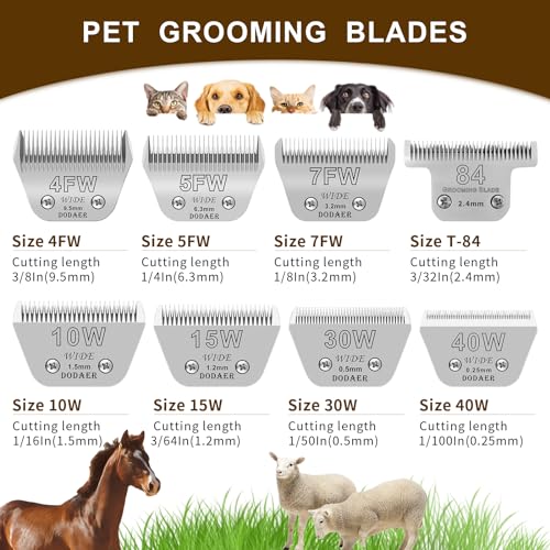 Dog Grooming Wide Blades Set,Compatible with Andis,Oster A5,Wahl KM10 - color: Silver, size: 7FW+5FW+4FW 3.2mm-9.5mm