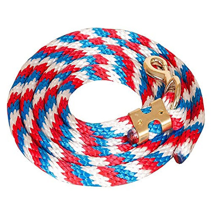 Mustang Poly Lead Rope 9ft. with Bolt Snap - color: Red/White/Blue