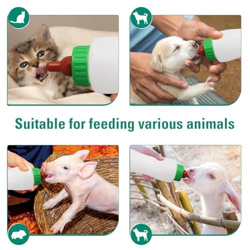 Lamb & Goat Feeding Bottle, 500ml, 2 Pack,Reusable | BPA Free |Soft Rubber Nipple | Clear Scale|Reusable Bottle & Nipple | For Goat Lamb Piglet,Puppy
