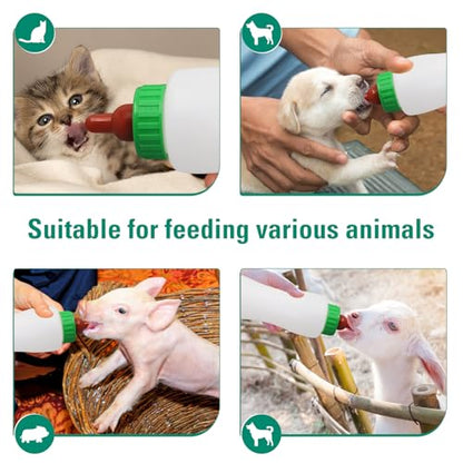 Lamb & Goat Feeding Bottle, 500ml, 2 Pack,Reusable | BPA Free |Soft Rubber Nipple | Clear Scale|Reusable Bottle & Nipple | For Goat Lamb Piglet,Puppy