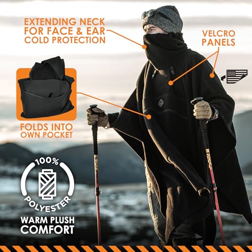 HAZARD 4 Fleece Poncho, Ultra-Plush Wearable Blanket for Home, Camp, Vehicle & Outdoor Use, Cold-Weather Insulation, PonchoVilla Layering System Compatible