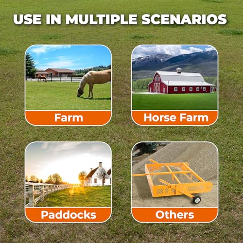 2-in-1 Horse Paddock Cleaner &Tow Behind Trailer, Yard Sweeper for ATV UTV