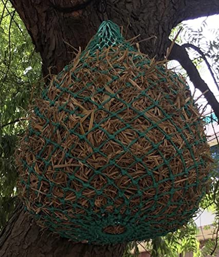 Majestic Ally 2 Pcs 1.25”x1.25” Holes Ultra Slow Feed 40” Very Sturdy Hay Net with Bottom Ring for Goat, Sheep and Livestock Simulatr grazing, Reduces Waste (Turquoise) - color: Turquoise