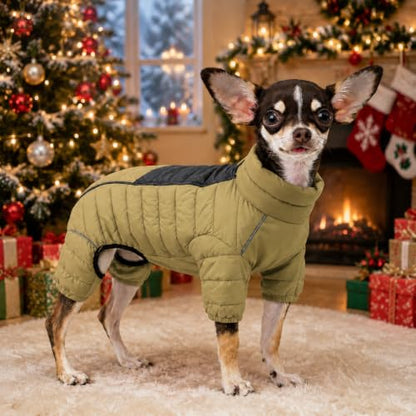LoveLongLong Dog Coat - Warm & Waterproof Reflective Dog Jacket, Zippered & Adjustable, Olive Green, S, M, L - color: Olivegreen, size: M (11.5inch Back)
