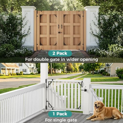 Self-Close Wooden Gate Hardware Kit, Heavy Duty Wood Bracket & Spring Hinge