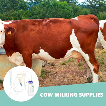 Veemoon Manual Cow Milking Machine Portable Hand Pump Milker for Cattle Goat and Sheep Food Grade Contact Parts Transparent Bottle for Milk Level Control Farm Supply 8.66 X 3.54 X 3.54 in