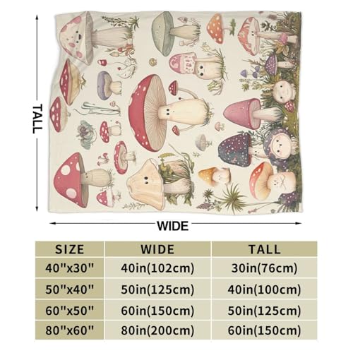 Cute Mushroom Blanket Retro Mushroom Fleece Throw Blanket Fuzzy Plush Super Soft Cozy Warm Rustic Bedding Blanket Stuffed Animal Gifts for Boys Girls Kids Adult Men Women 50"X40" - color: Mushroom-n, size: 50"x40"