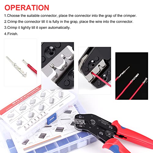 Yangoutool Crimp Tool Connector Kit, Crimping Tool Kit with 1550PCS Dupont 2.54mm Connectors and 460pcs JST-XH 2.54mm Connectors - Ratcheting Crimper AWG 28-20 (0.08-0.5mm²), Crimper SN02BM Included - style: 02BM Set