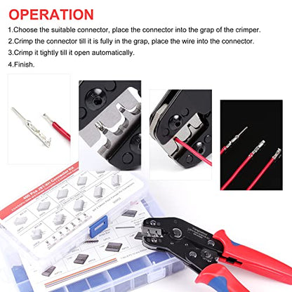 Yangoutool Crimp Tool Connector Kit, Crimping Tool Kit with 1550PCS Dupont 2.54mm Connectors and 460pcs JST-XH 2.54mm Connectors - Ratcheting Crimper AWG 28-20 (0.08-0.5mm²), Crimper SN02BM Included - style: 02BM Set