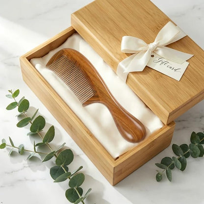Louise Maelys Wood Fine Tooth Comb For Thick Hair, Anti Static - color: Fine Tooth