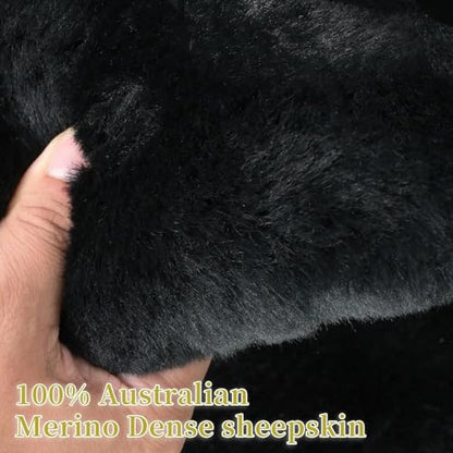 Aegis Cover Sheepskin Car Seat Cover Genuine Australian Merino Wool Front Seat Cover Luxury Dense Pelt Universal Fit for Most SUVs, Trucks, Bucket-Style, 54 X 22 Inches (CS-Black) - color: Black