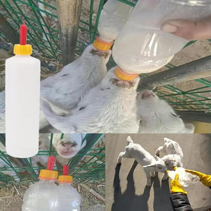 13 PCS Goat Nursing Bottles Set, 3 Pieces 400 ml Lamb Feeding Nursing Bottle, 10 Pieces Goat Milk Drink Nipple, for Farm Feeding Sheep Horse Lamb Puppy and Other Livestock - color: 13 PC SET