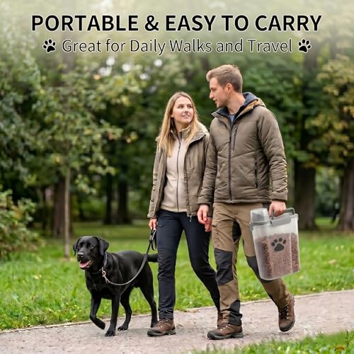 5-7Lbs Dog Cat Food Storage Container with cleaning brush - color: 6QT-Grey